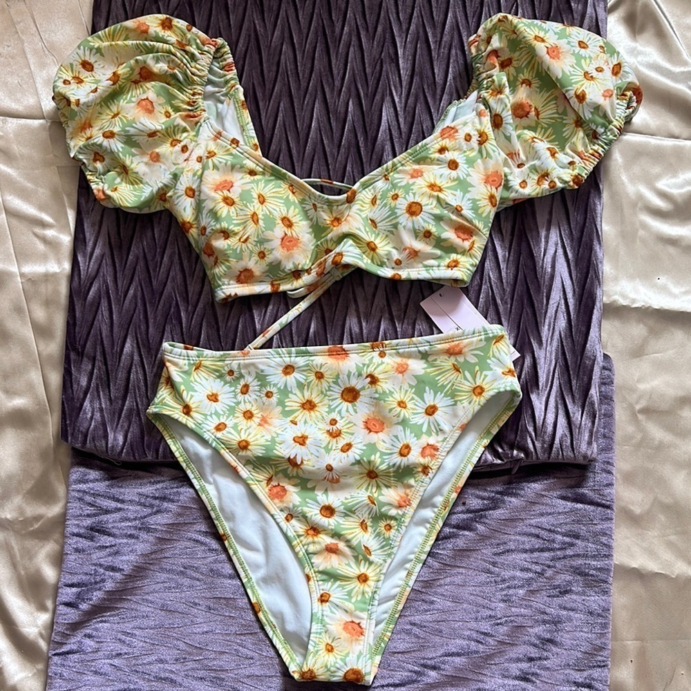 Wild Fable Floral Bikini Set - Green and Orange